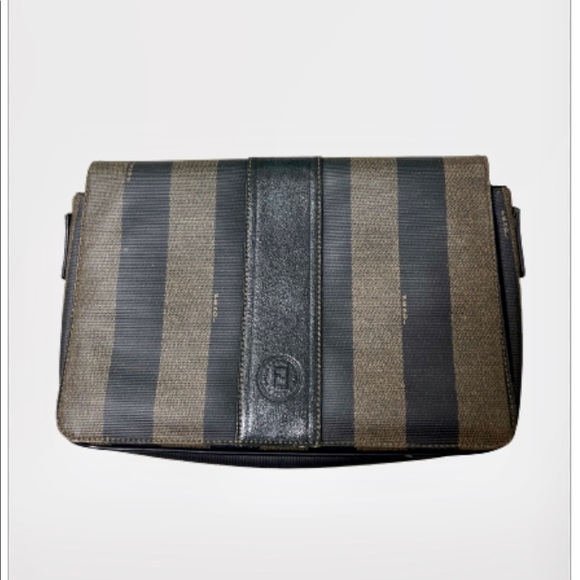 Fendi Handbags - Fendi vintage large pequin classic monogram clutch purse